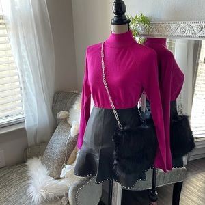 Pink Calvin Klein Long Sleeve Knit Top XS